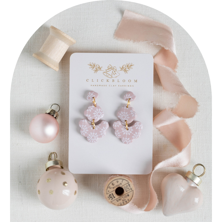 Blush Snowfall Clay Earrings
