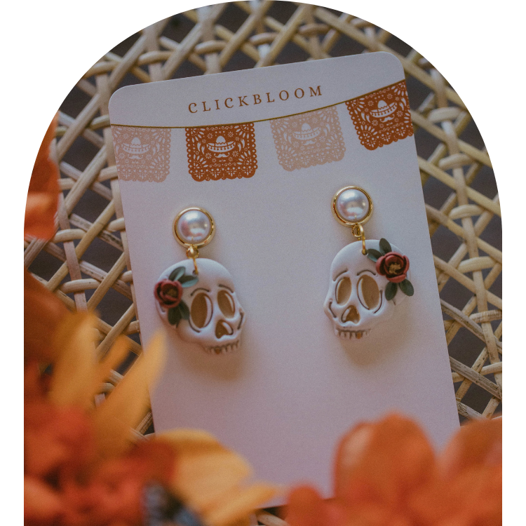 Floral Calavera Earrings