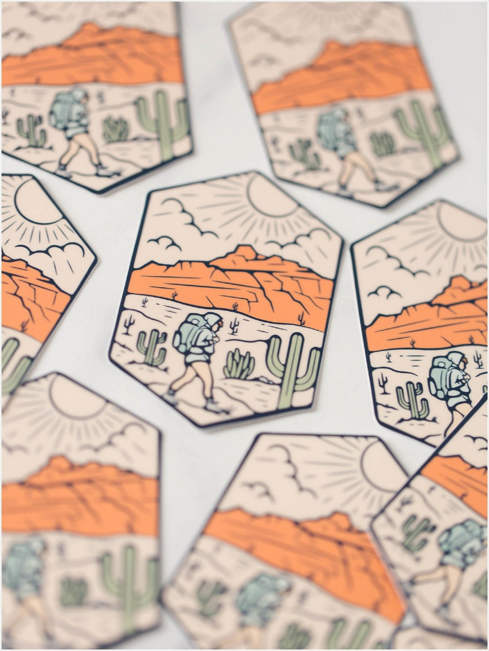 Red Mountain Hiking Cactus Vinyl Sticker Decals