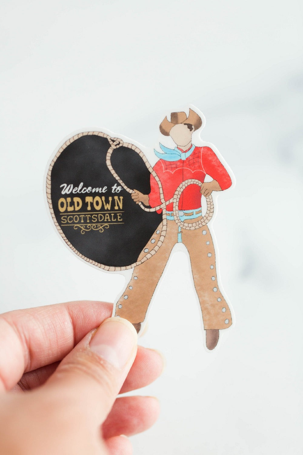 Cowboy Cutout Welcome to Old Town Scottsdale Vinyl Decal Sticker