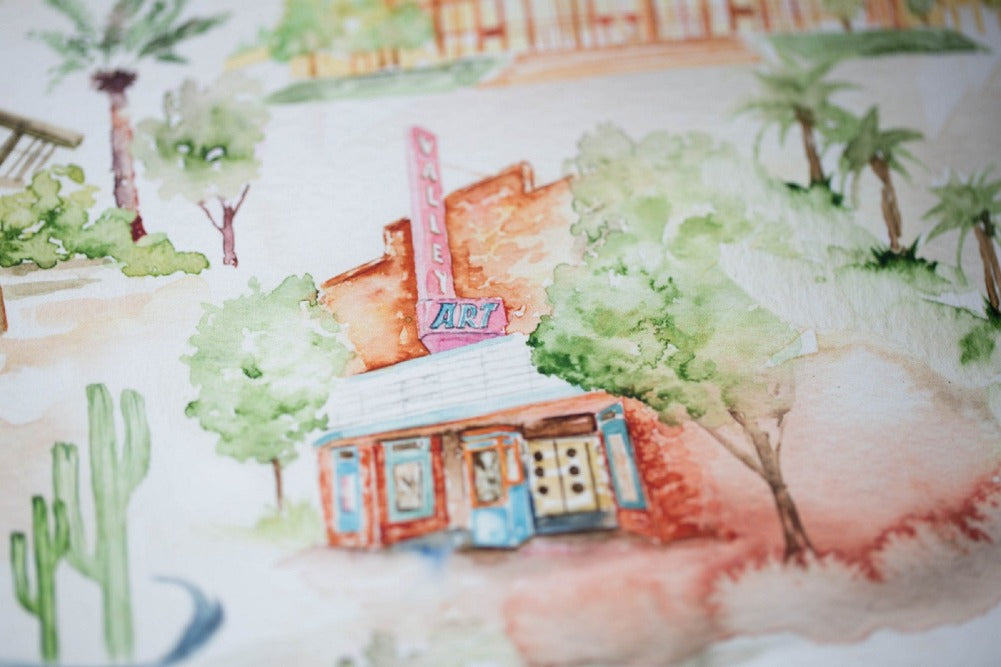 Watercolor Map of Downtown Tempe, Arizona