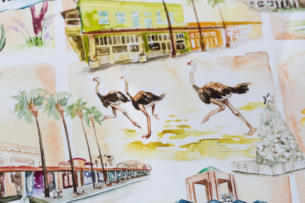 Watercolor Map of Downtown Chandler, Arizona