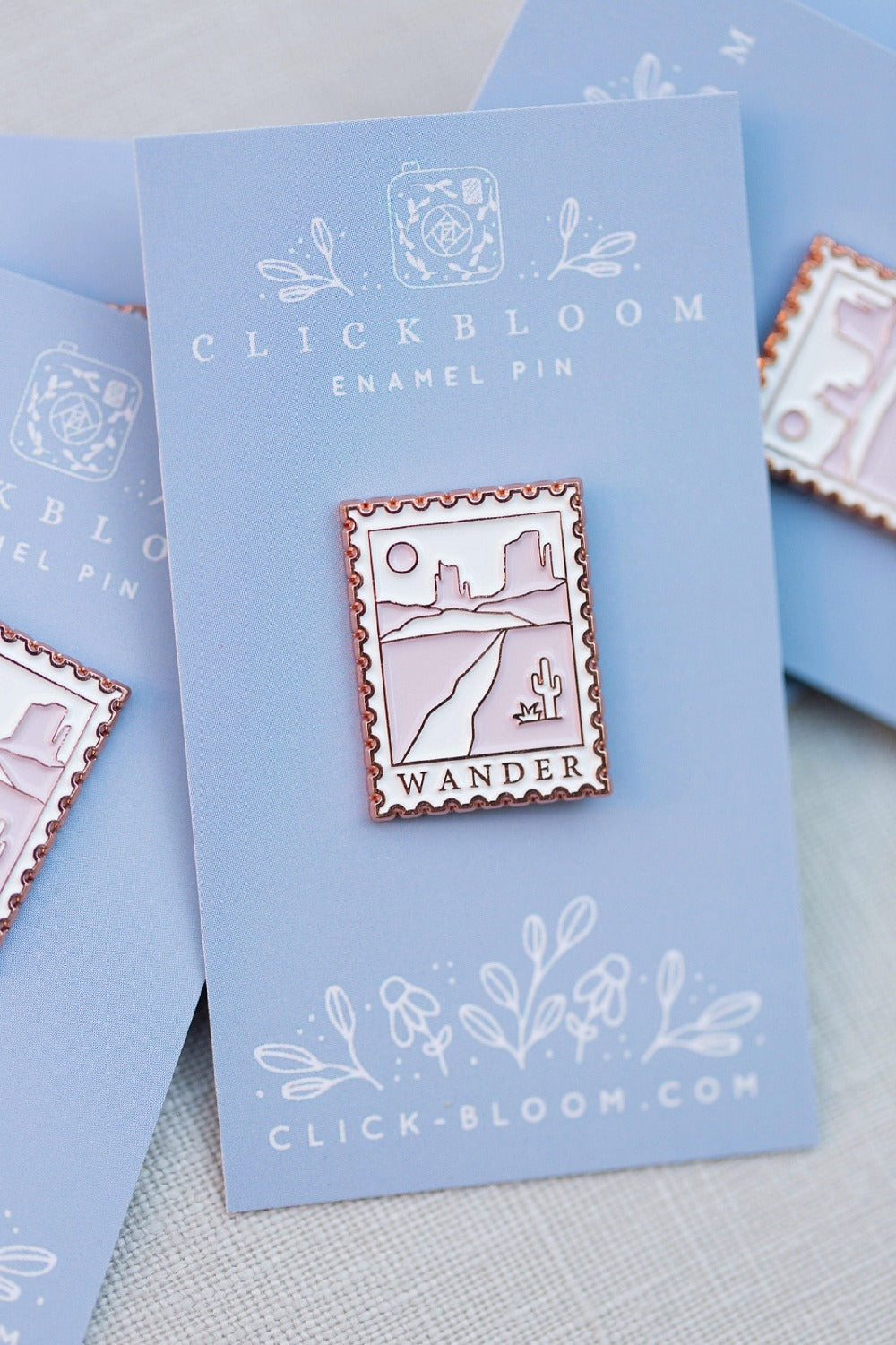 Postage Stamp Desert Wander Enamel Pins