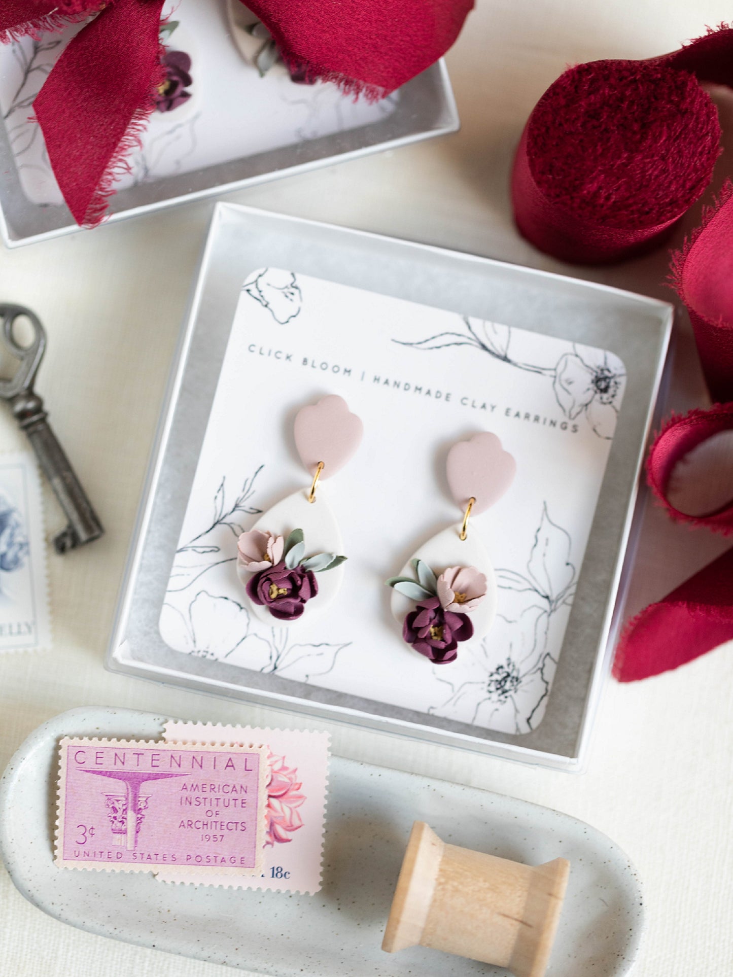 Blush & Blossom Clay Earrings