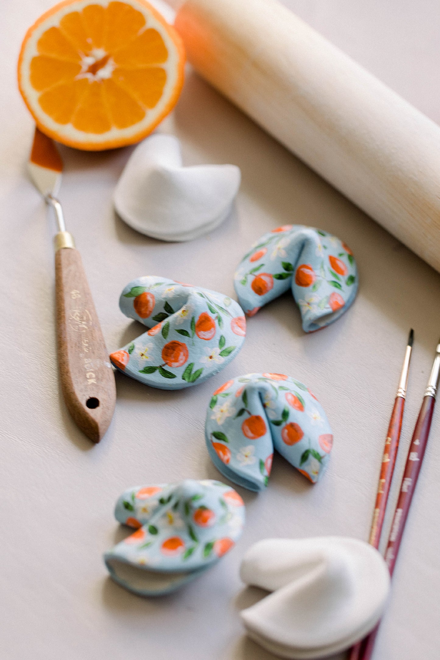 Orange Blossom Hand Painted Fortune Cookie