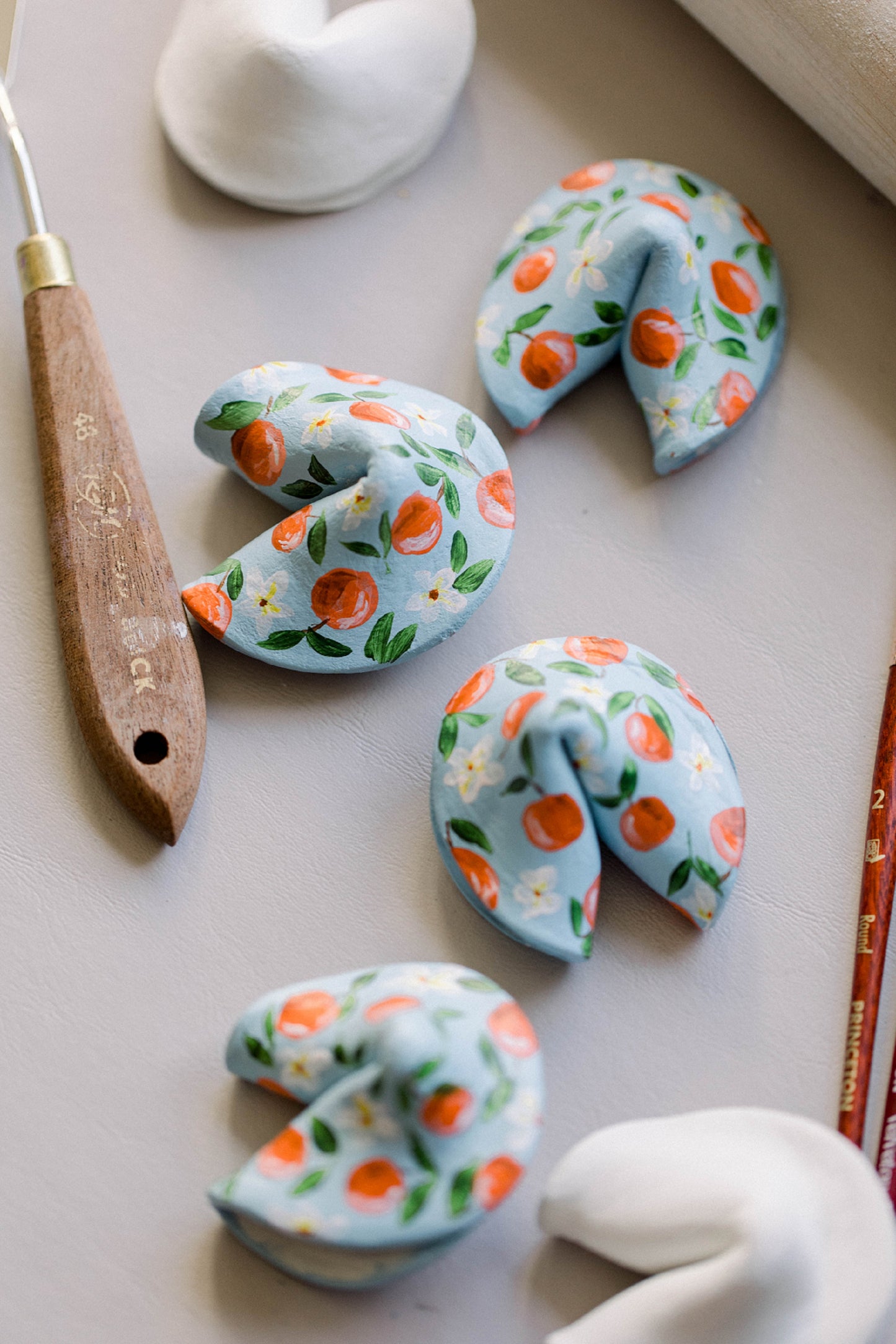 Orange Blossom Hand Painted Fortune Cookie