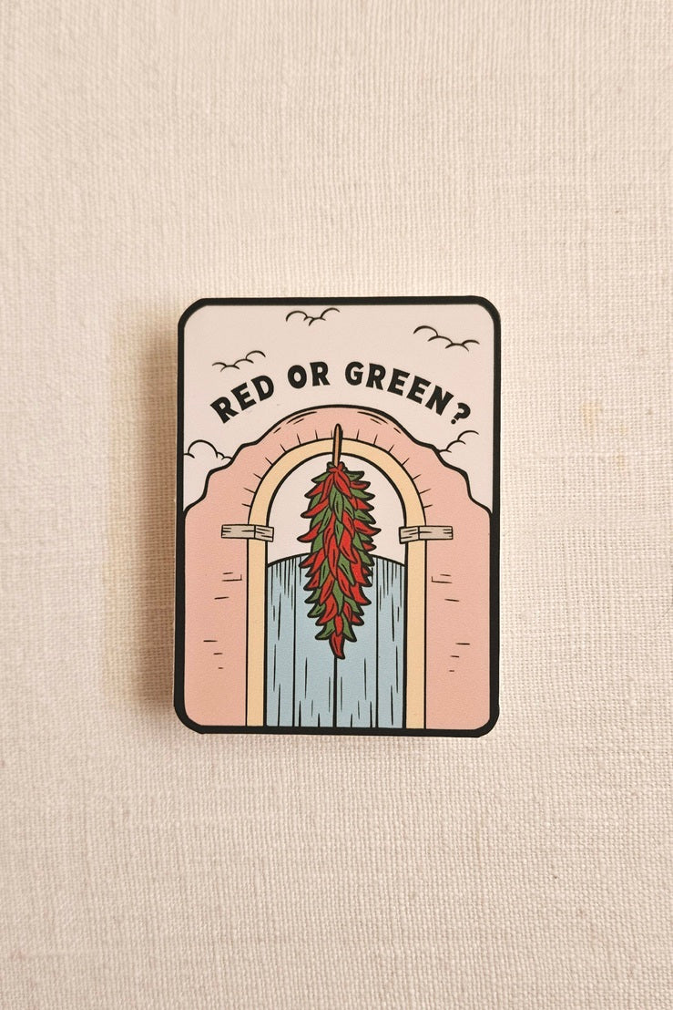 Red or Green Chile Peppers Vinyl Sticker
