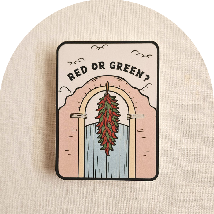 Red or Green Chile Peppers Vinyl Sticker