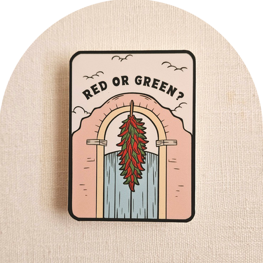 Red or Green Chile Peppers Vinyl Sticker