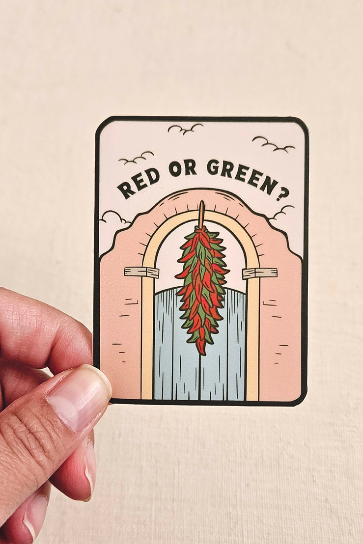 Red or Green Chile Peppers Vinyl Sticker