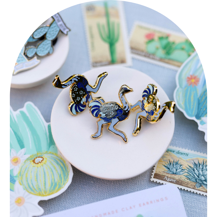 Chandler Arizona Ostrich Enamel Pin
