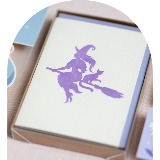 Purple Flying Witch Letterpress Box Set