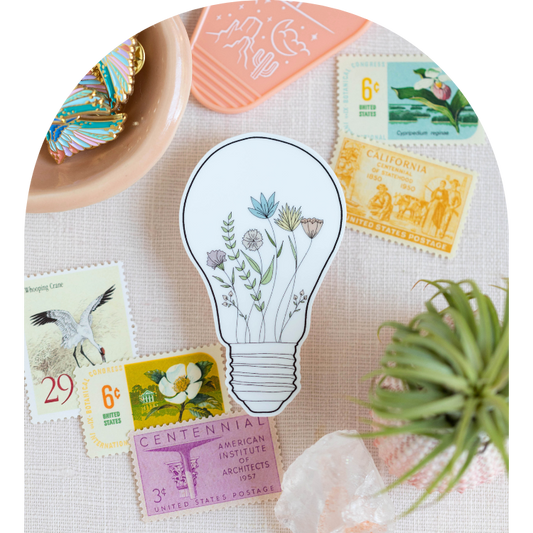 Bright Idea Floral Light Bulb Vinyl Sticker