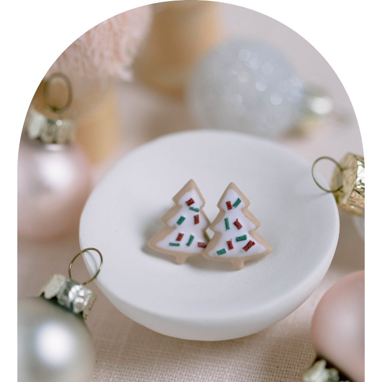 Christmas Tree Cookie Stud Earrings