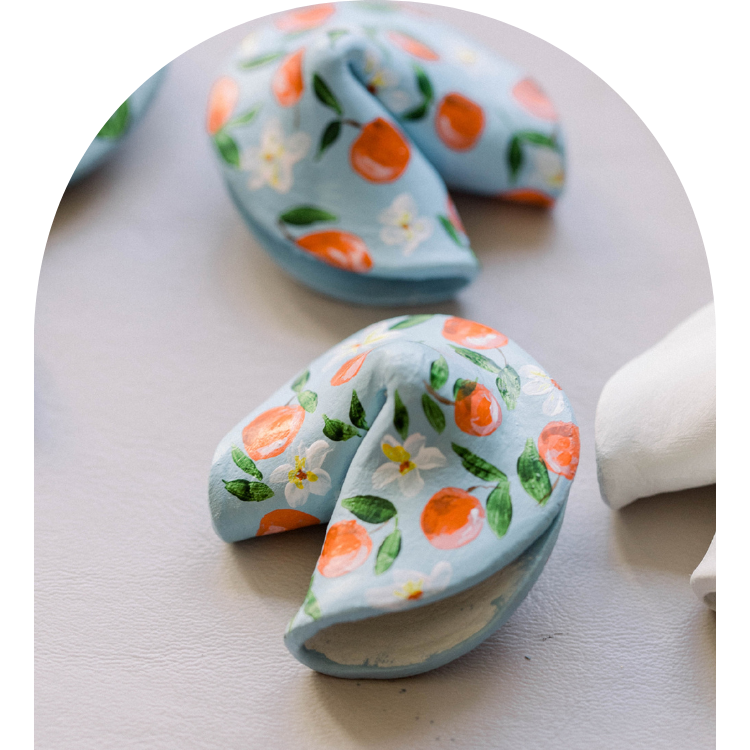 Orange Blossom Hand Painted Fortune Cookie