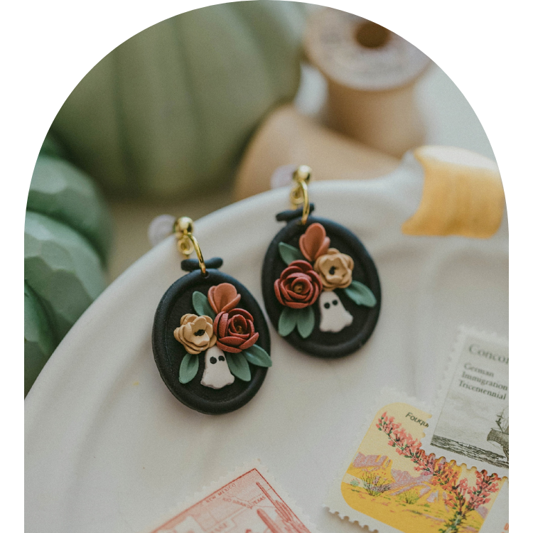 Haunted Garden Clay Earrings