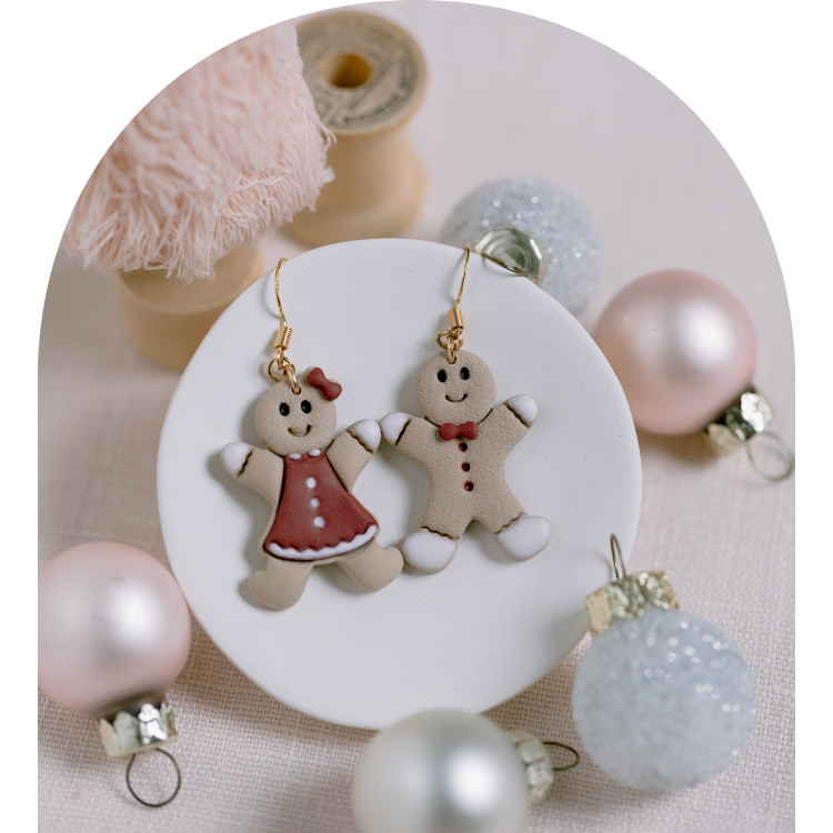 Gingerbread Couple Clay Earrings
