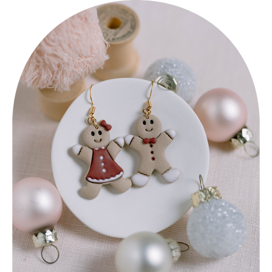 Gingerbread Couple Clay Earrings