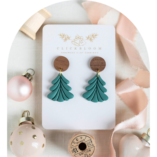 Emerald Tree Clay Earrings