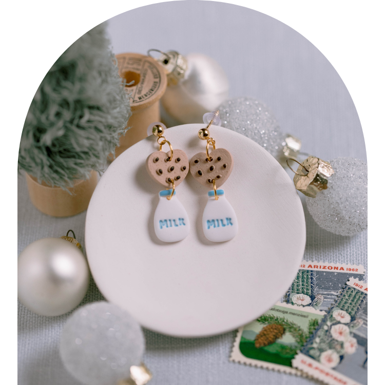 Milk and Cookies Clay Earrings