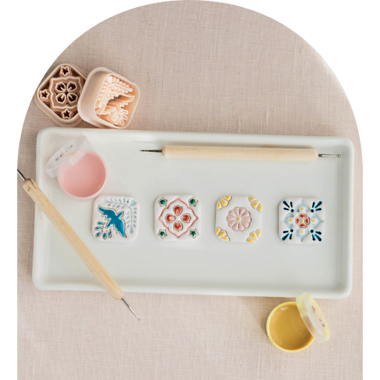 Painted Tile Magnet Set