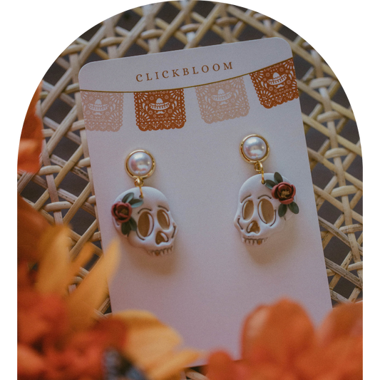 Floral Calavera Earrings