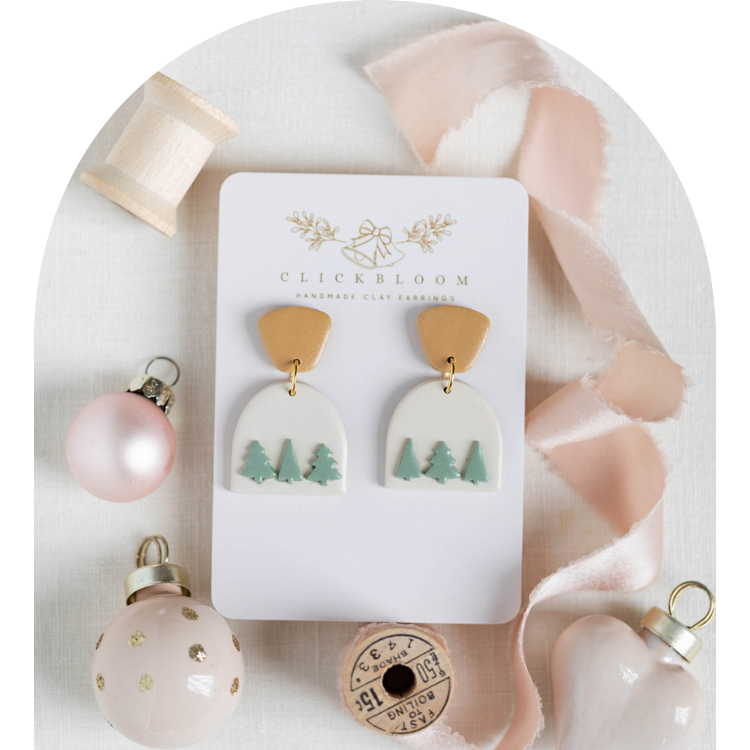 Row of Evergreens Holiday Clay Earrings