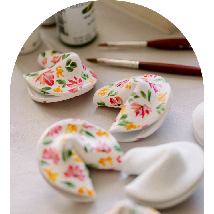 Wildflower Hand Painted Fortune Cookie