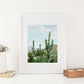 Saguaro Sky Double Exposure Cactus and Flowers 8x10 Art Print
