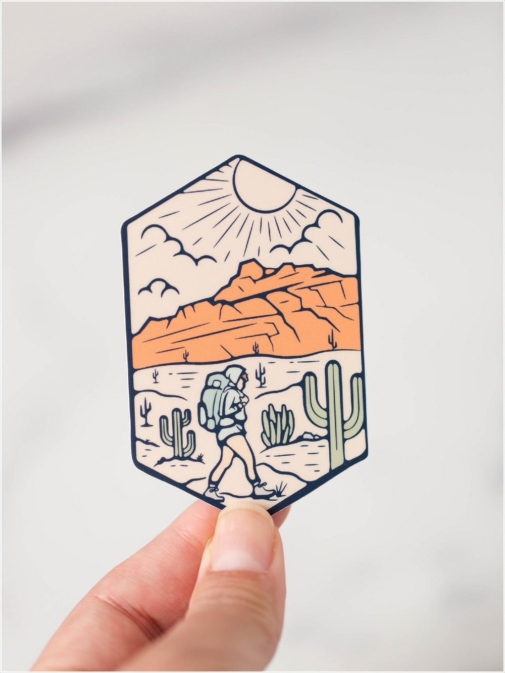 Red Mountain Hiking Cactus Vinyl Sticker Decal