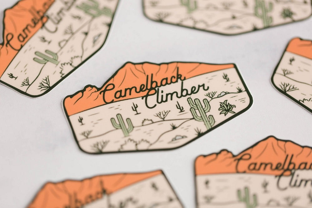 Camelback Climber Mountain Saguaro Desert Vinyl Stickers Decal