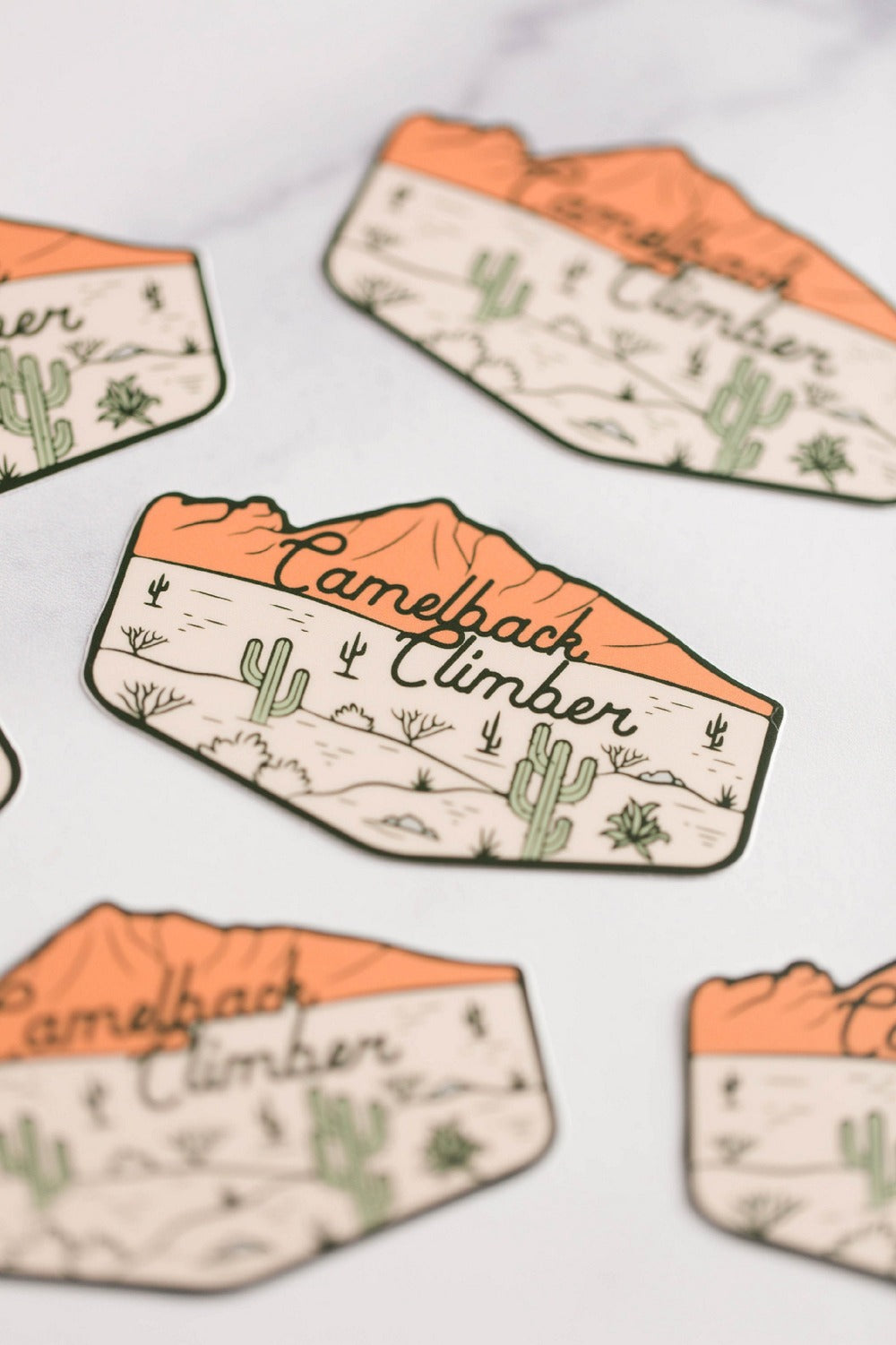 Camelback Climber Mountain Saguaro Desert Vinyl Sticker Decals