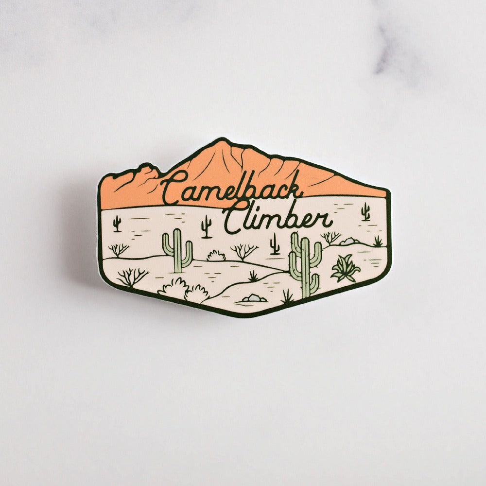 Camelback Climber Mountain Saguaro Desert Vinyl Sticker Decal