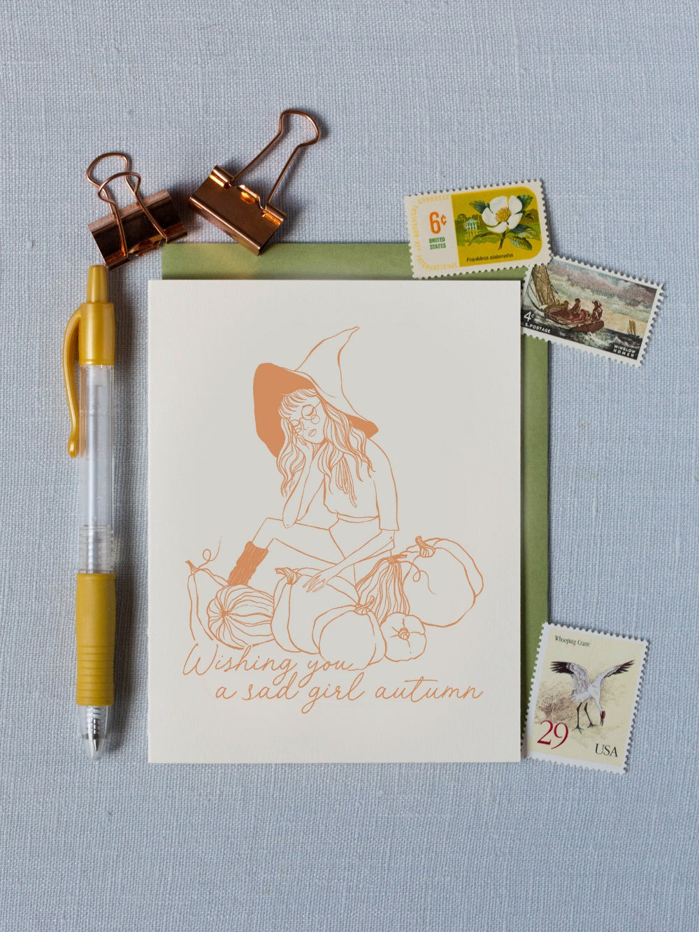 Sad Girl Autumn Letterpress Card Series