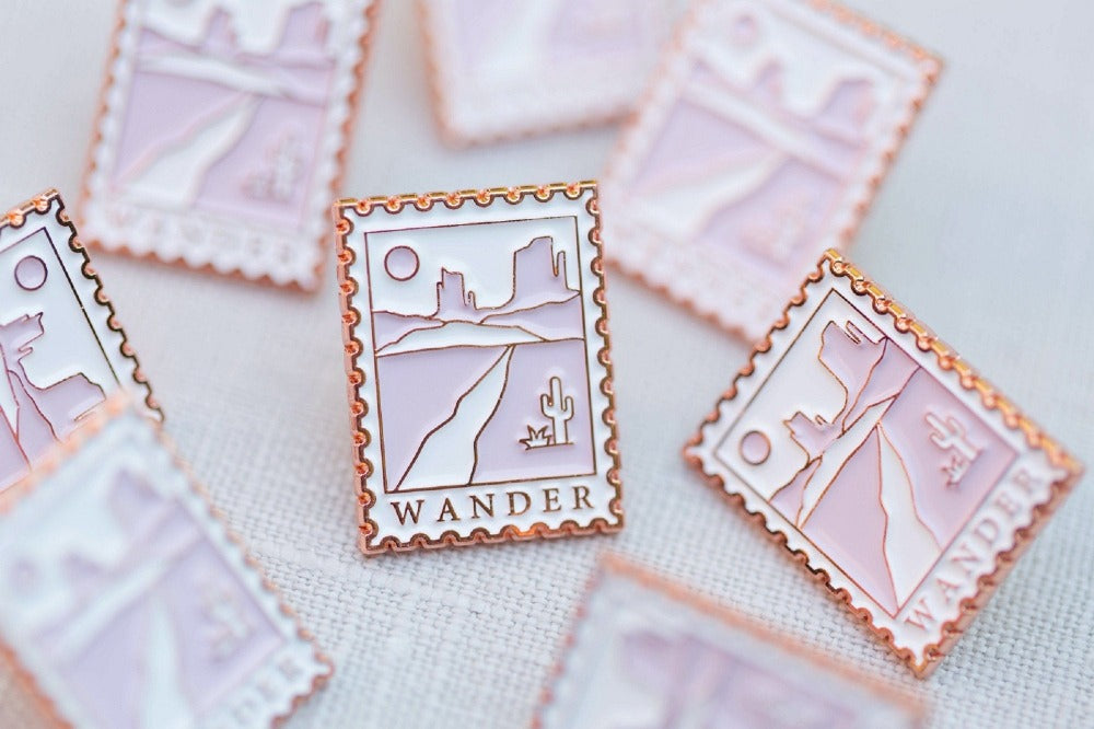 Postage Stamp Desert Wander Enamel Pins